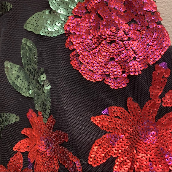 AZEL HAZEL HAZE Floral Sequins Festive Long Sleeve Scoop Neck Blouse Top XL - Picture 6 of 6